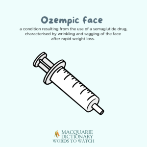 Ozempic face - a condition resulting from the use of a semaglutide drug, characterised by wrinkling and sagging of the face after rapid weight loss. 