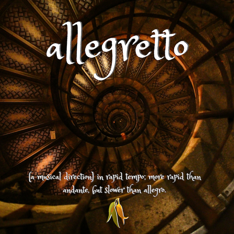 Beautiful words - allegretto - in rapid tempo, a musical direction