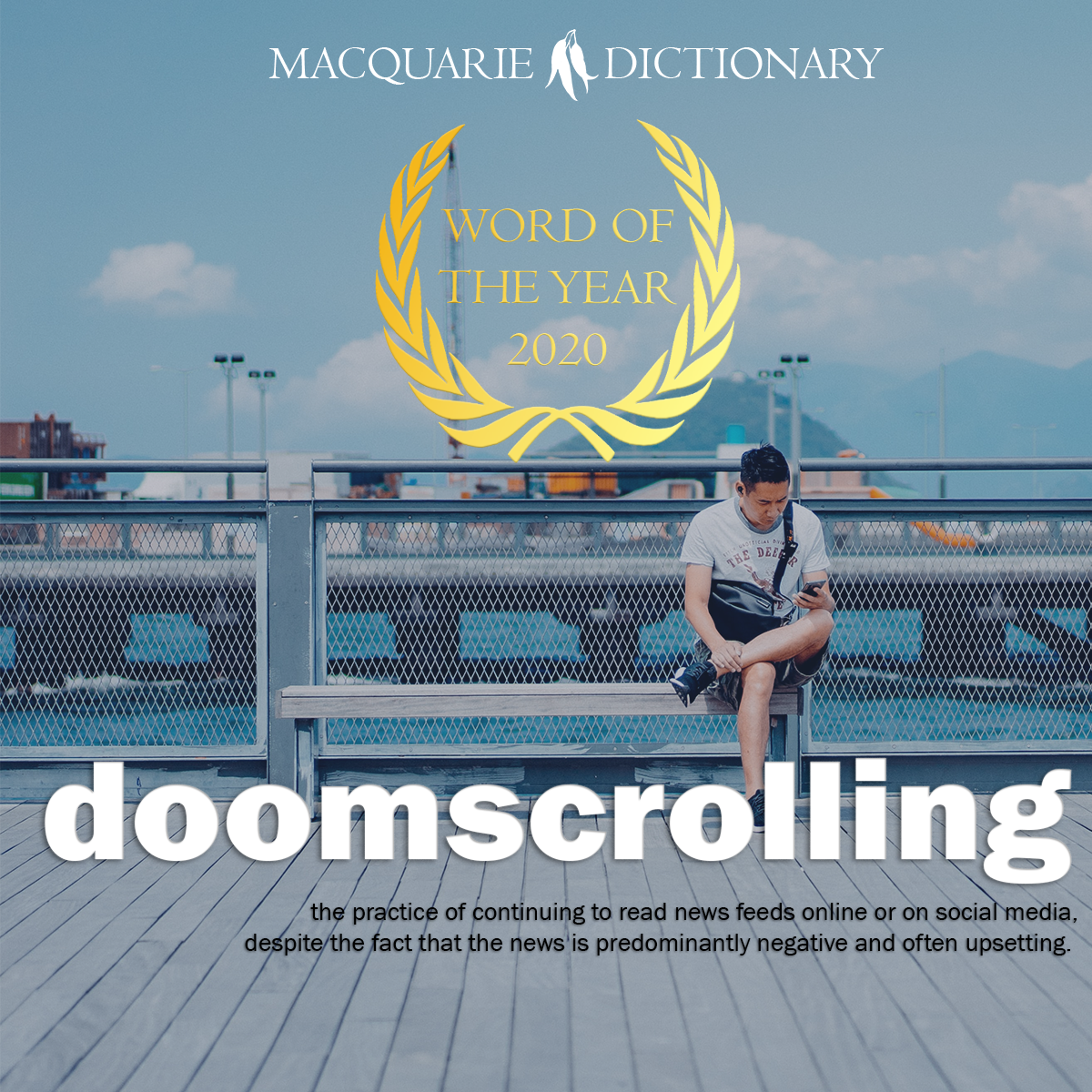 doomscrolling - the practice of continuing to read news feeds online or on social media, despite the fact that the news is predominantly negative and often upsetting. doomscrolling - the practice of continuing to read news feeds online or on social media, despite the fact that the news is predominantly negative and often upsetting.