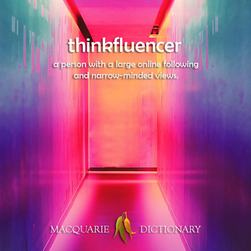 thinkfluencer - a person with a large online following and narrow-minded views